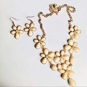 Flower Necklace & Earrings Matching Set